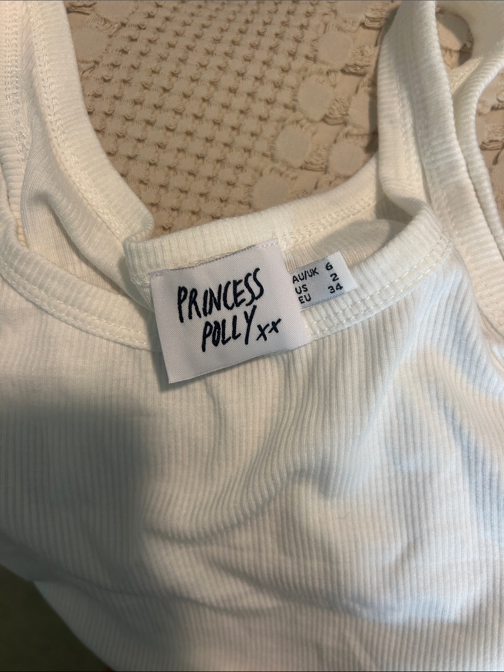 Princess Polly White Ribbed Drawstring Tank Top - Picture 3 of 3
